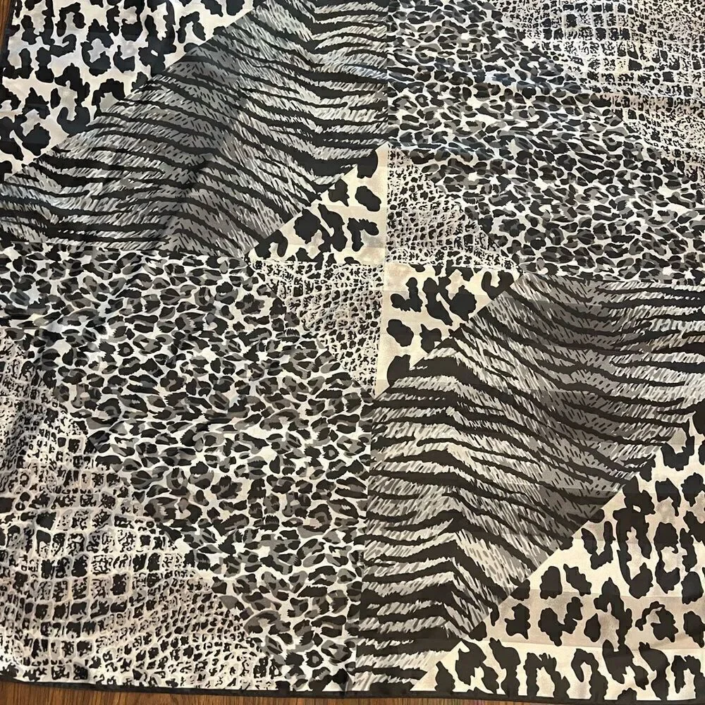 NWT Cejon Black Animal Print Large scarf. 34 x 35”